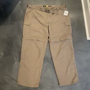 Cabela’s Convertible Cargo Pants Men 42x30 Belted Classic Fit Ankle Zip Tan